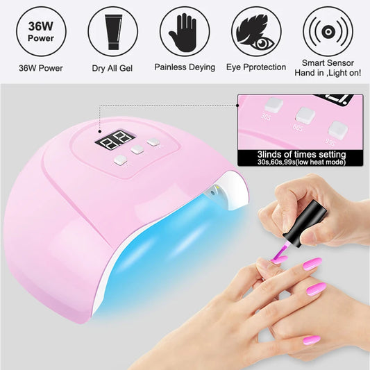 Nail Gel Polish Kit With UV Nail Lamp