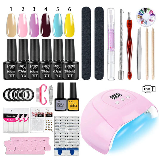 Nail Gel Polish Kit With UV Nail Lamp